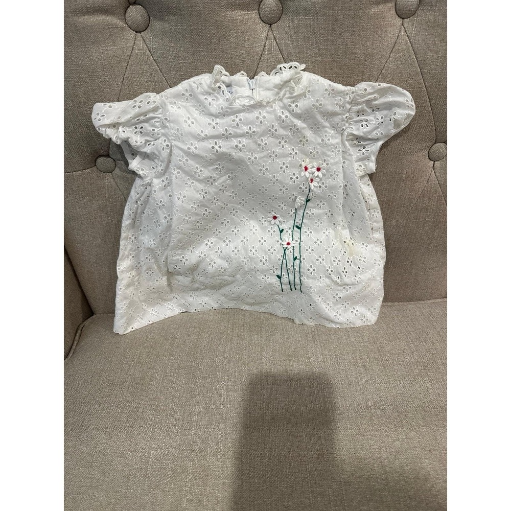 Vintage Baby Dress White Eyelet by Saks Fifth Avenue Sz M 9 -18 months Daisys